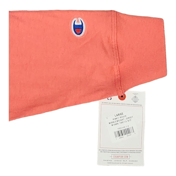 Champion Women's Middleweight Jersey Hoodie, Script Logo, Pinky Peach, L… - Picture 5 of 9